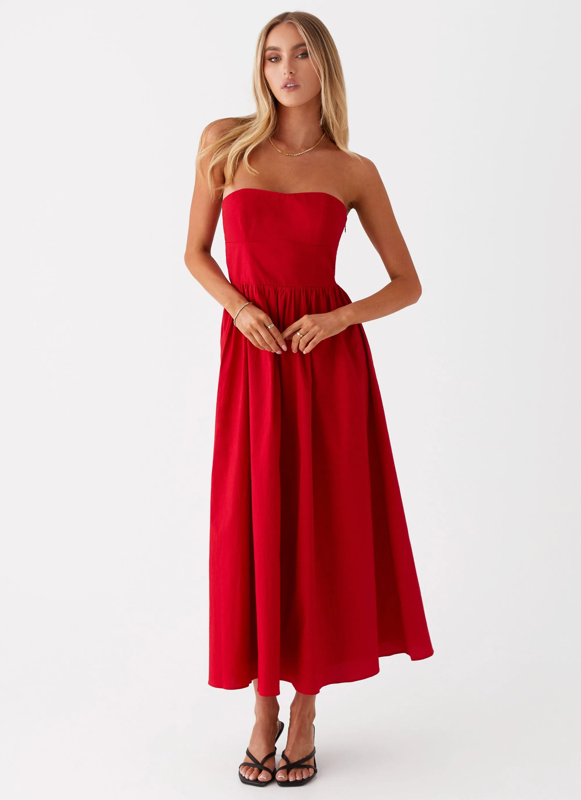 Love Me Later Midi Dress - Red