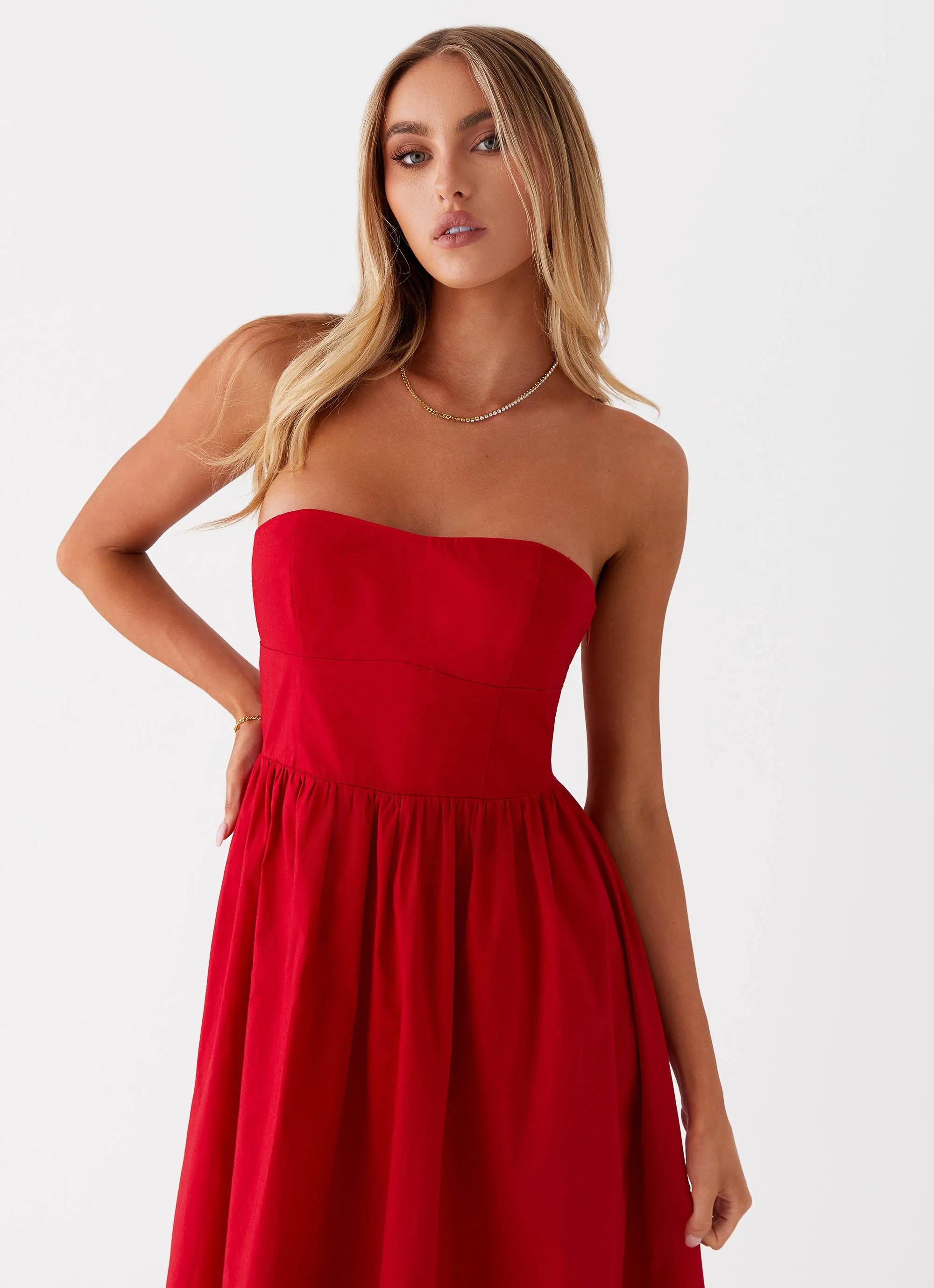 Love Me Later Midi Dress - Red