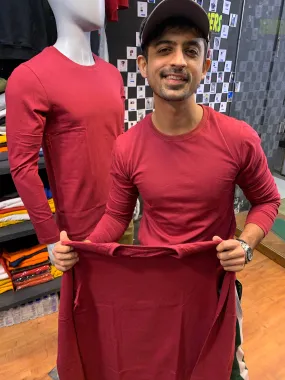 Maroon Basic Cotton Full Sleeves Tshirt