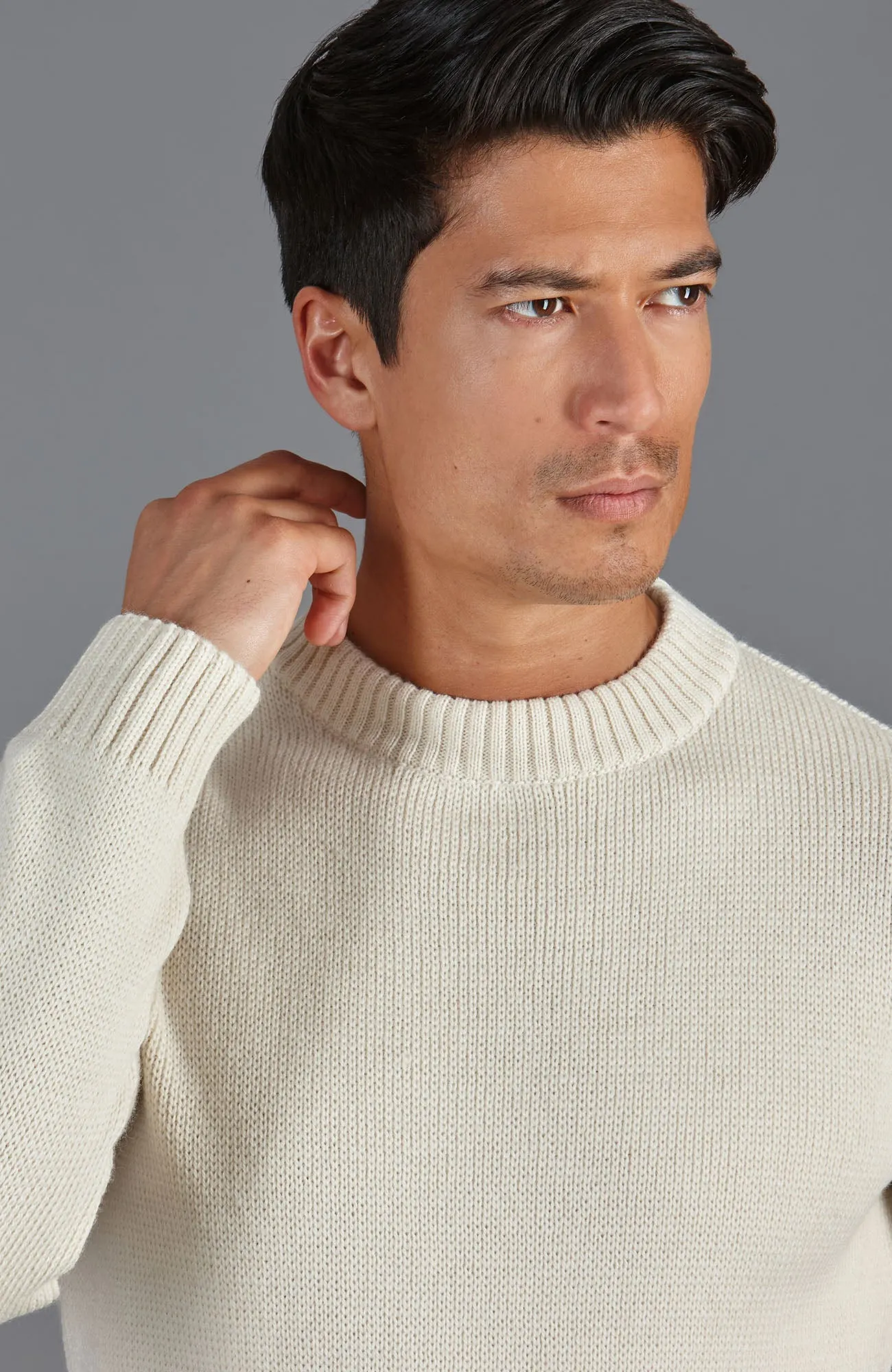 Mens Chunky Merino Wool Crew Neck Jumper