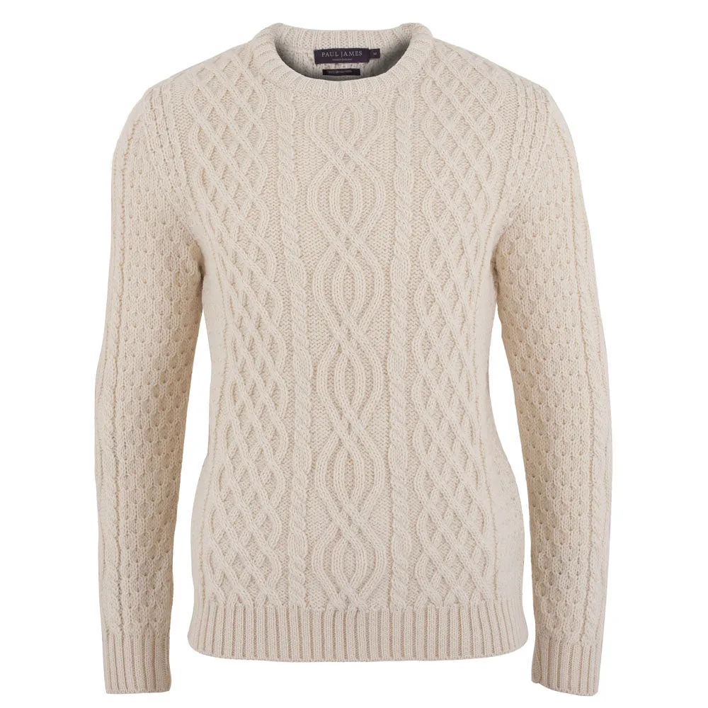 Mens Jarvis British Wool Aran Cable Sweater