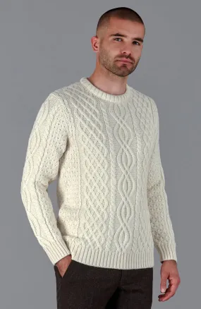 Mens Jarvis British Wool Aran Cable Sweater