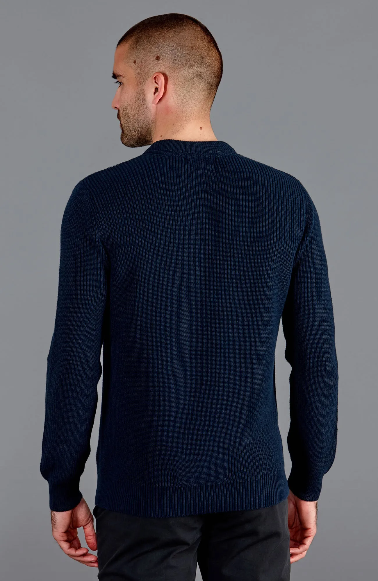 Mens Midweight 100% Cotton Fisherman Rib Jumper