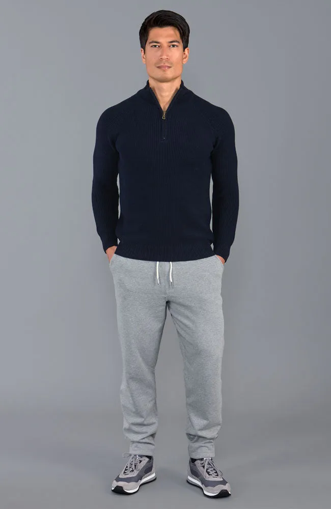 Mens Midweight Cotton Zip Neck Jumper