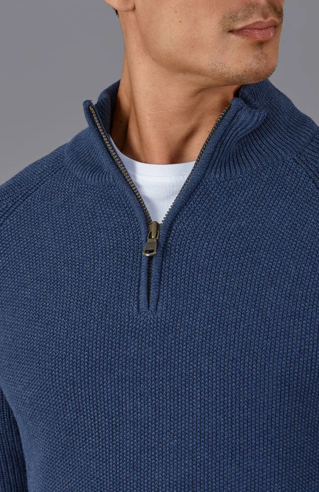 Mens Midweight Cotton Zip Neck Jumper