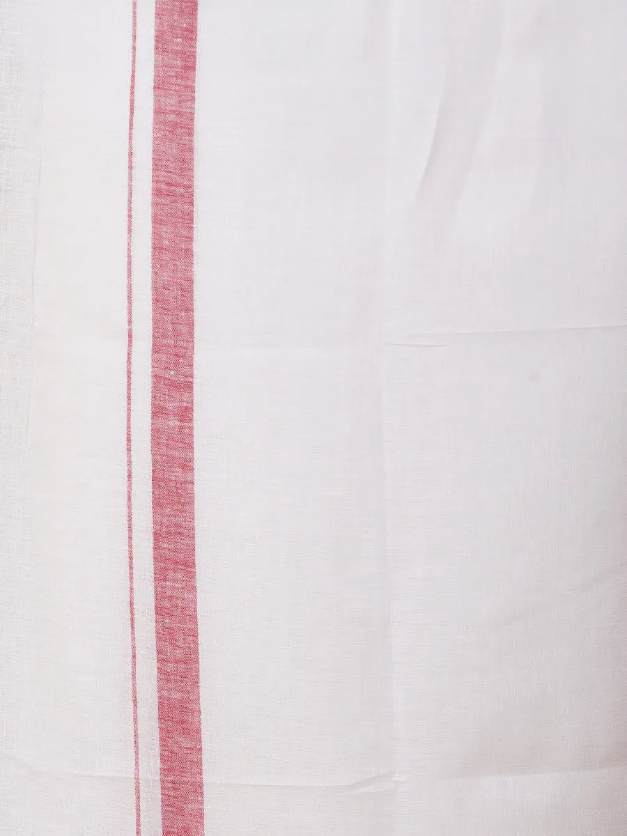 Mens Premium Pure Linen Shirt Half Sleeve with Double Dhoti White 770