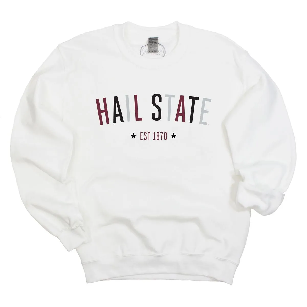 Mississippi State University Star Arch Crewneck Fleece in White