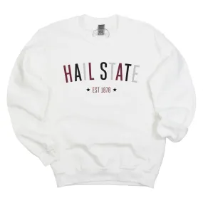 Mississippi State University Star Arch Crewneck Fleece in White