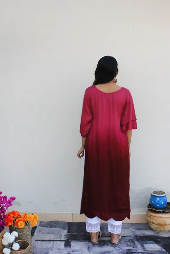 Modal Designer Wine Ombre Kurta