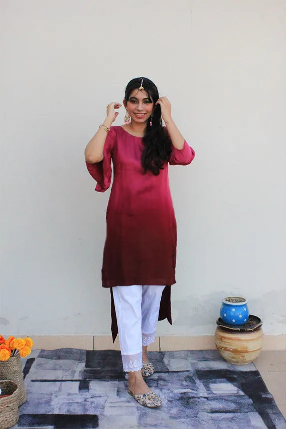 Modal Designer Wine Ombre Kurta