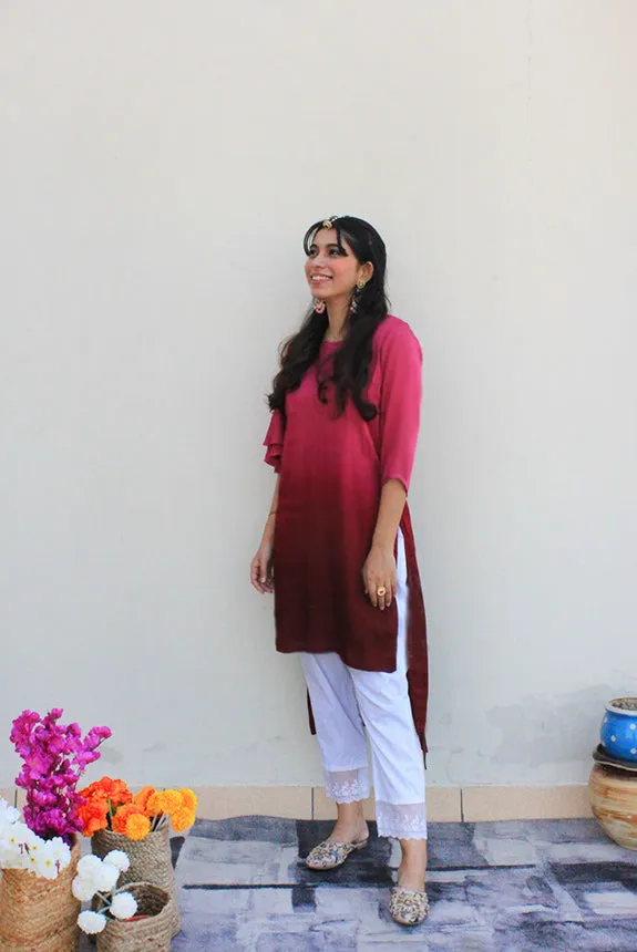 Modal Designer Wine Ombre Kurta