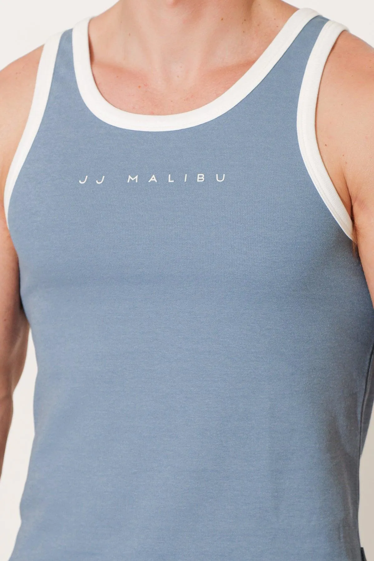 Muscle Fit Ribbed Tank - Blue Logo