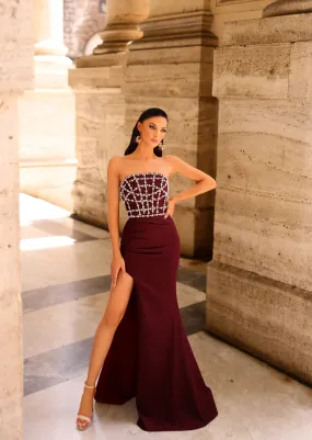 NICOLETTA Ariella Gown - Burgundy