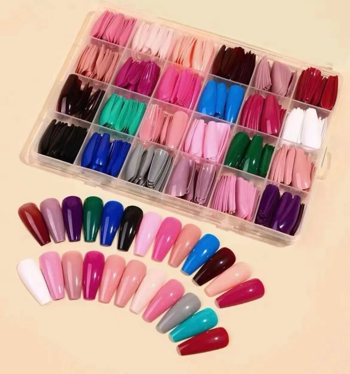 Pack of 24 Coloured Nails extension