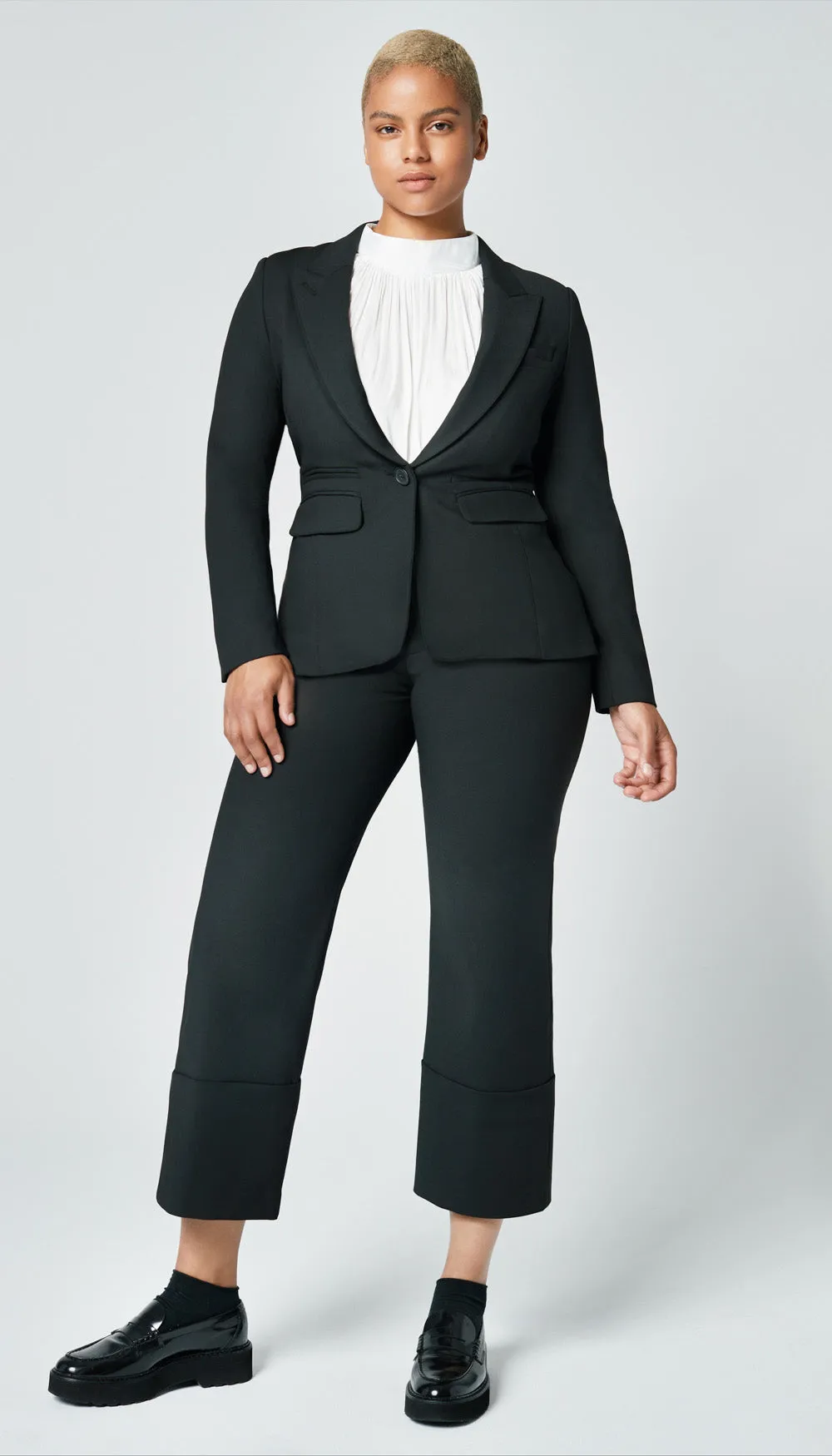 Peaked Lapel Blazer w/ Black Trim