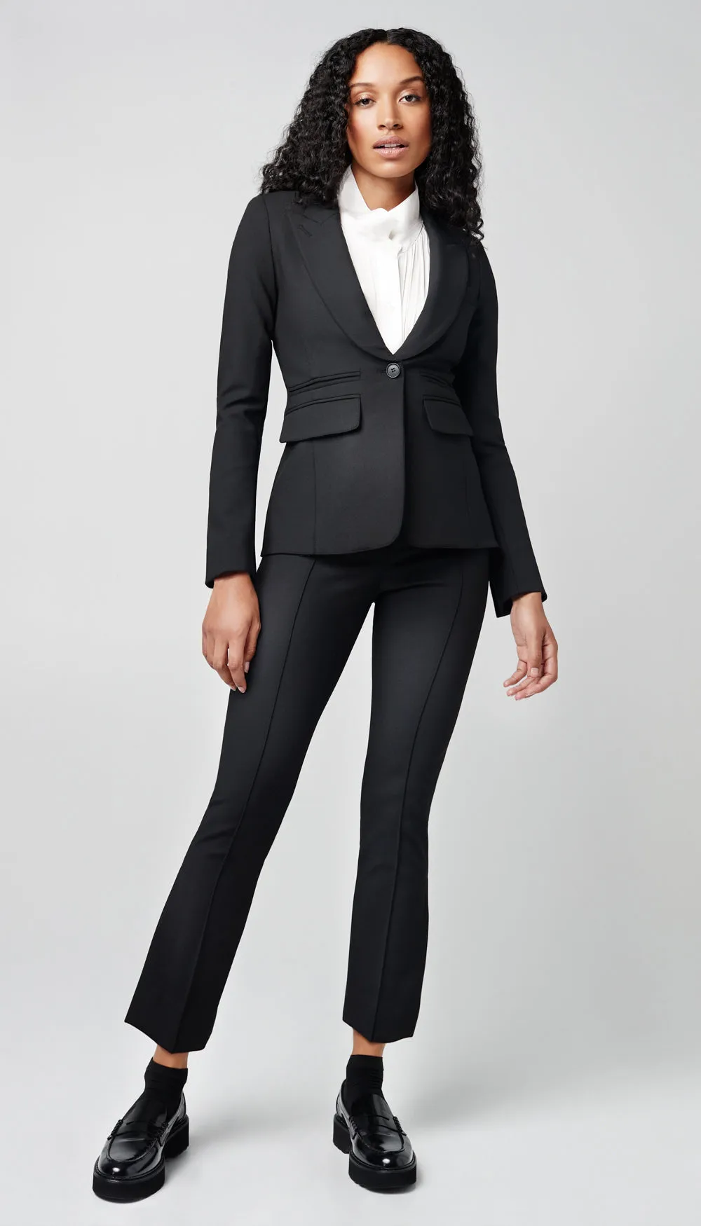 Peaked Lapel Blazer w/ Black Trim