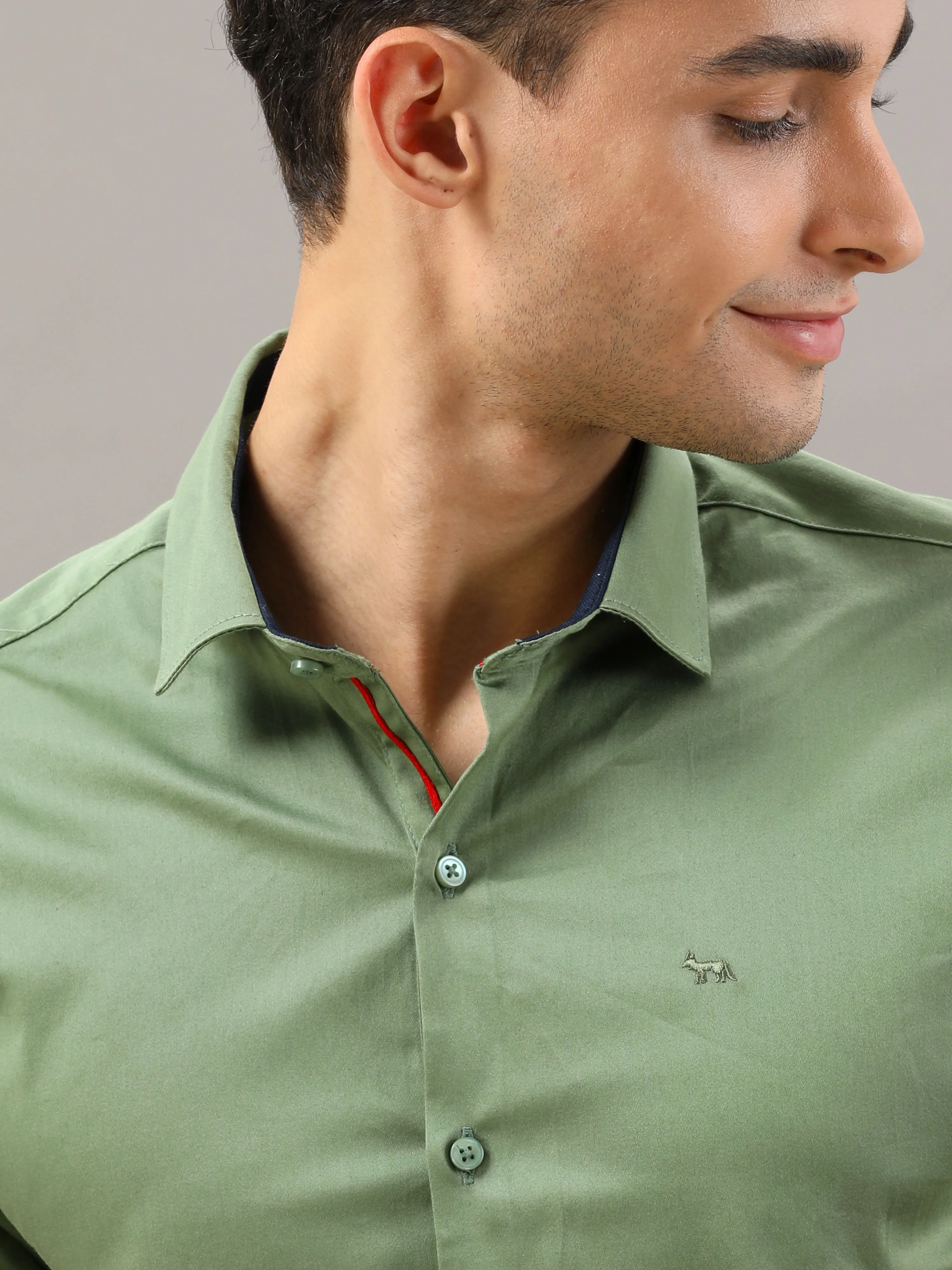 Plain Green Shirt Full Sleeve