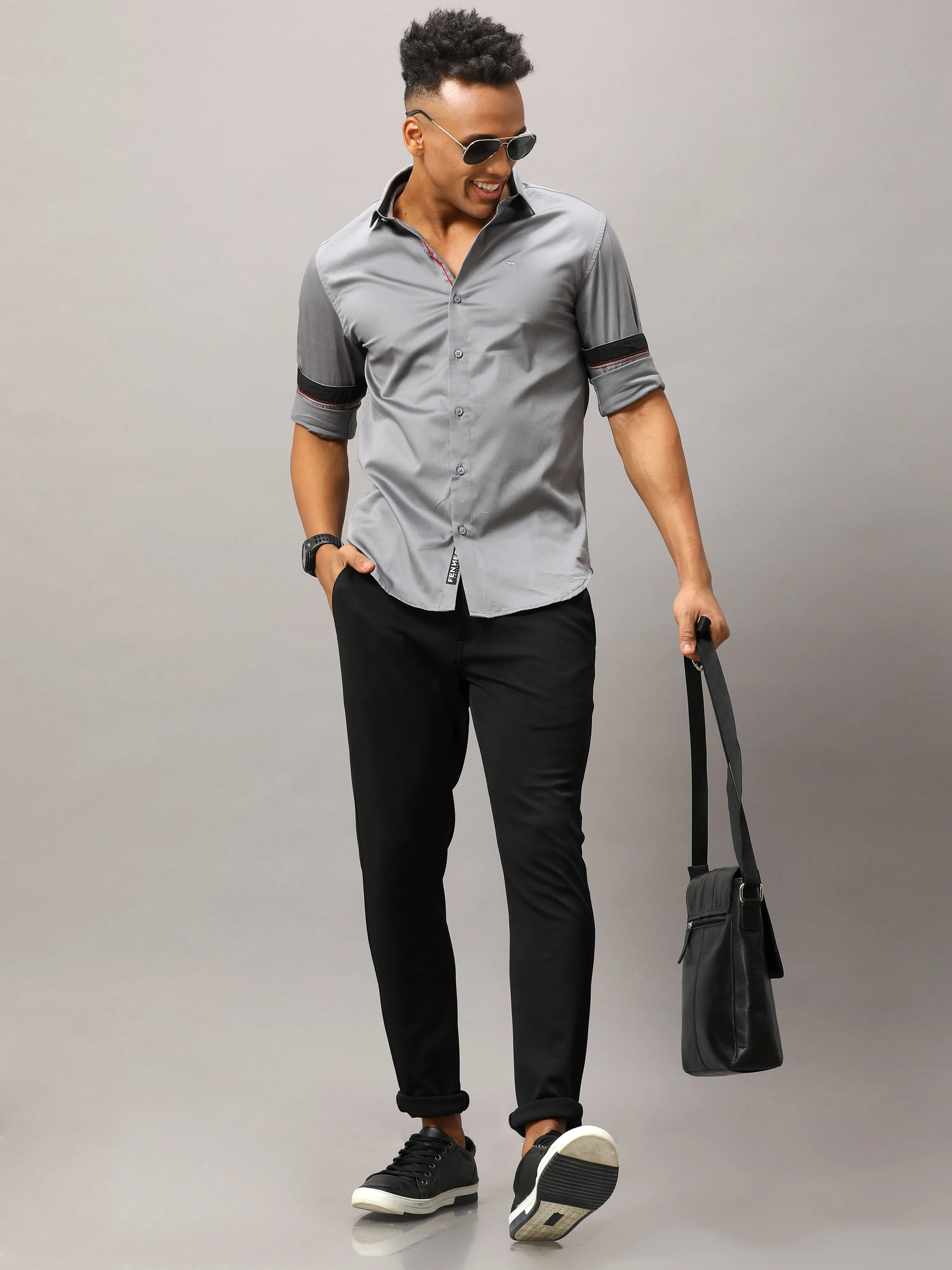 Plain Grey Shirt Full Sleeve