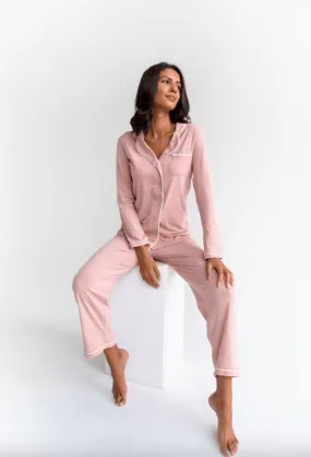 Portsea PJ Set Long Dusty Pink