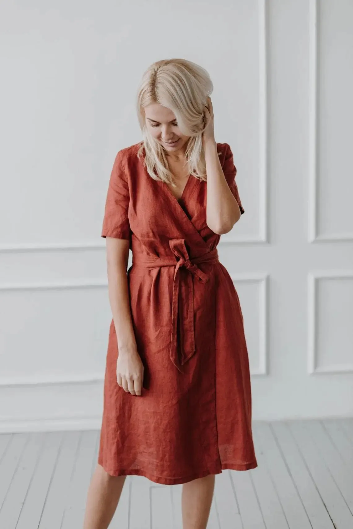 PRE-ORDER Wrap Linen Dress by Odalux