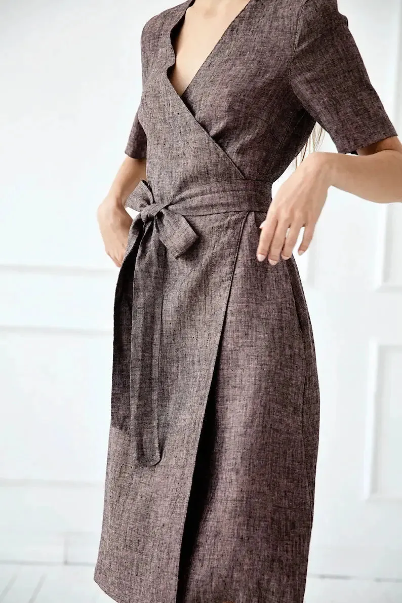 PRE-ORDER Wrap Linen Dress by Odalux