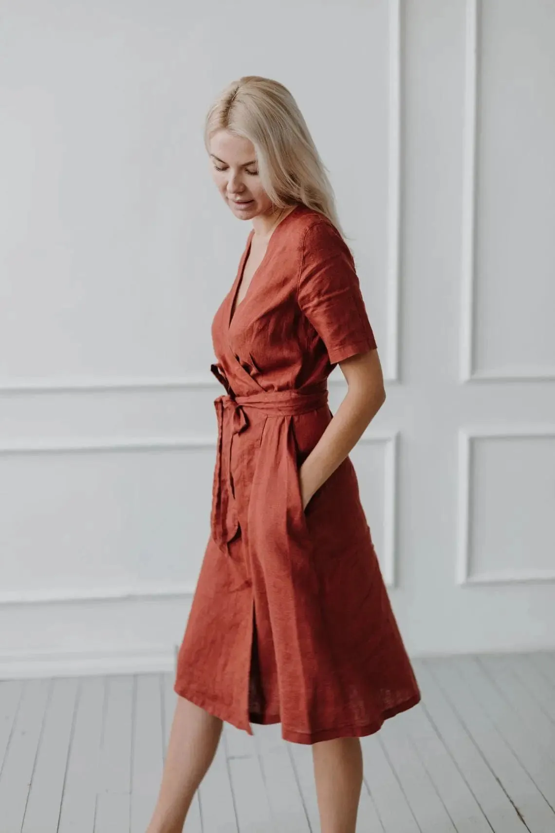 PRE-ORDER Wrap Linen Dress by Odalux