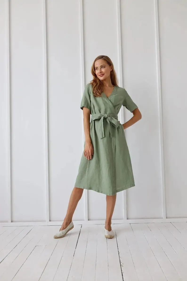 PRE-ORDER Wrap Linen Dress by Odalux