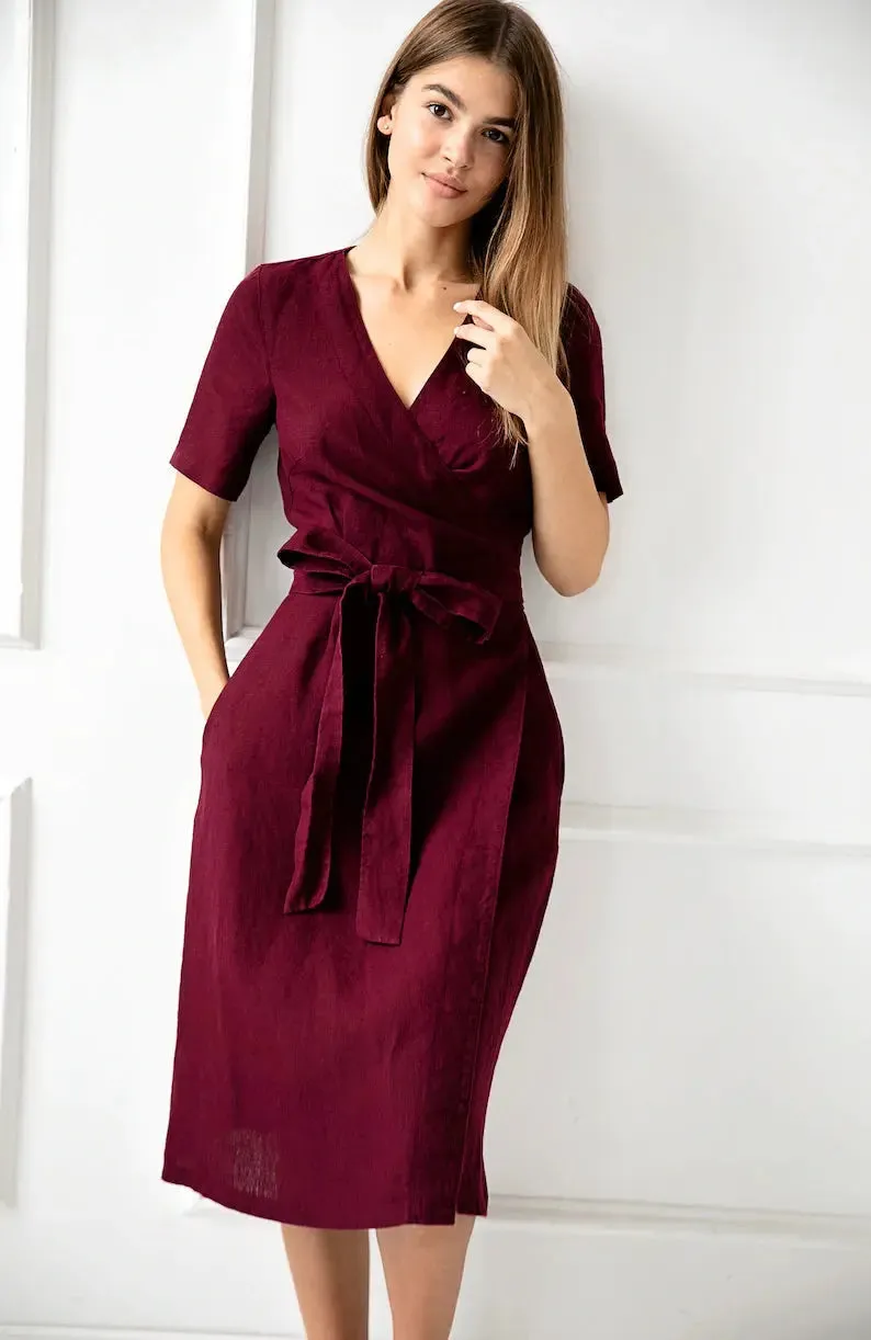 PRE-ORDER Wrap Linen Dress by Odalux