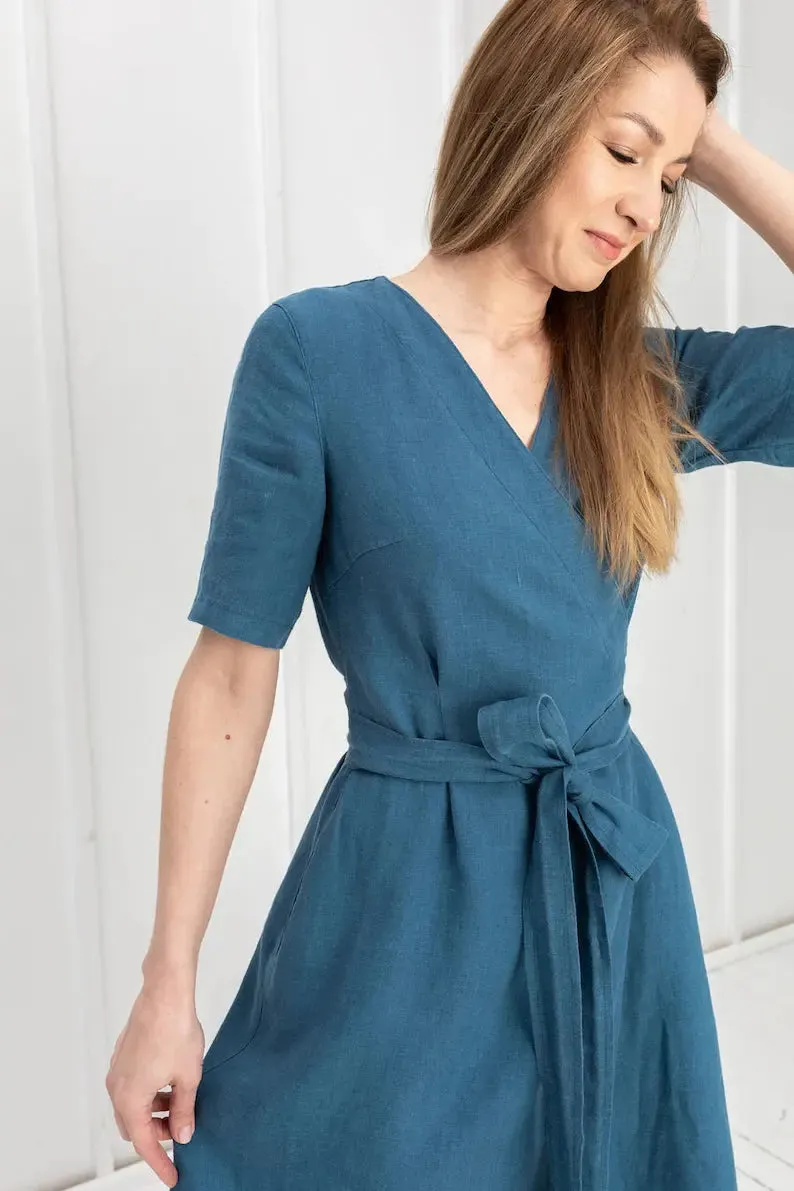 PRE-ORDER Wrap Linen Dress by Odalux