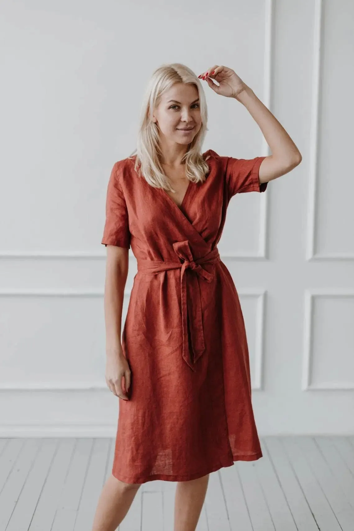 PRE-ORDER Wrap Linen Dress by Odalux