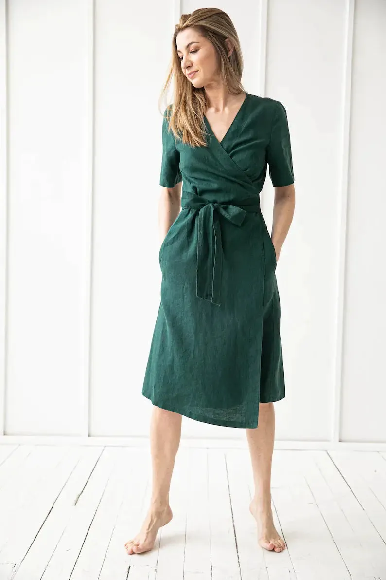 PRE-ORDER Wrap Linen Dress by Odalux