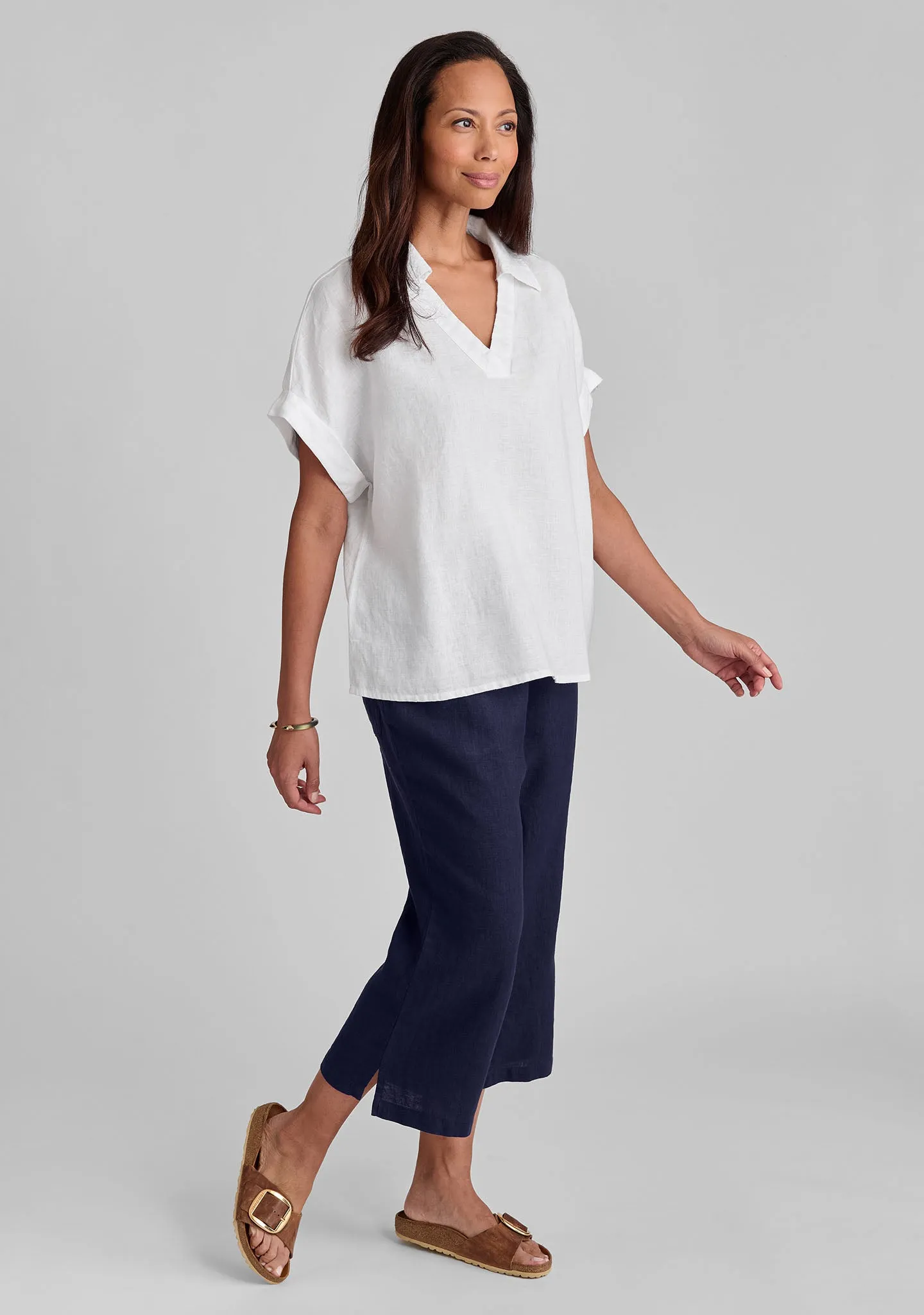 Push Outs - Linen Pants With Elastic Waist