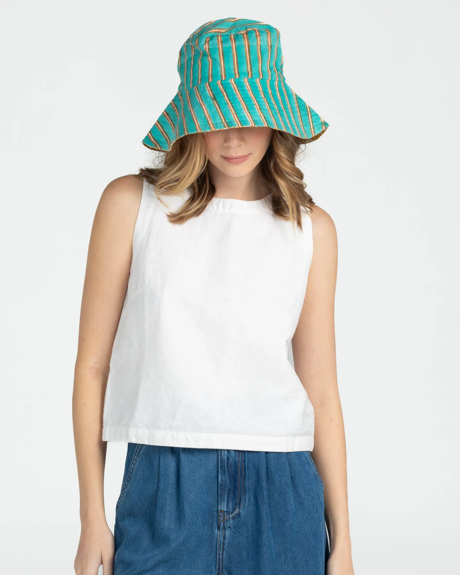 Reversible Wide Brim Bucket Hat - Tansy Zetta