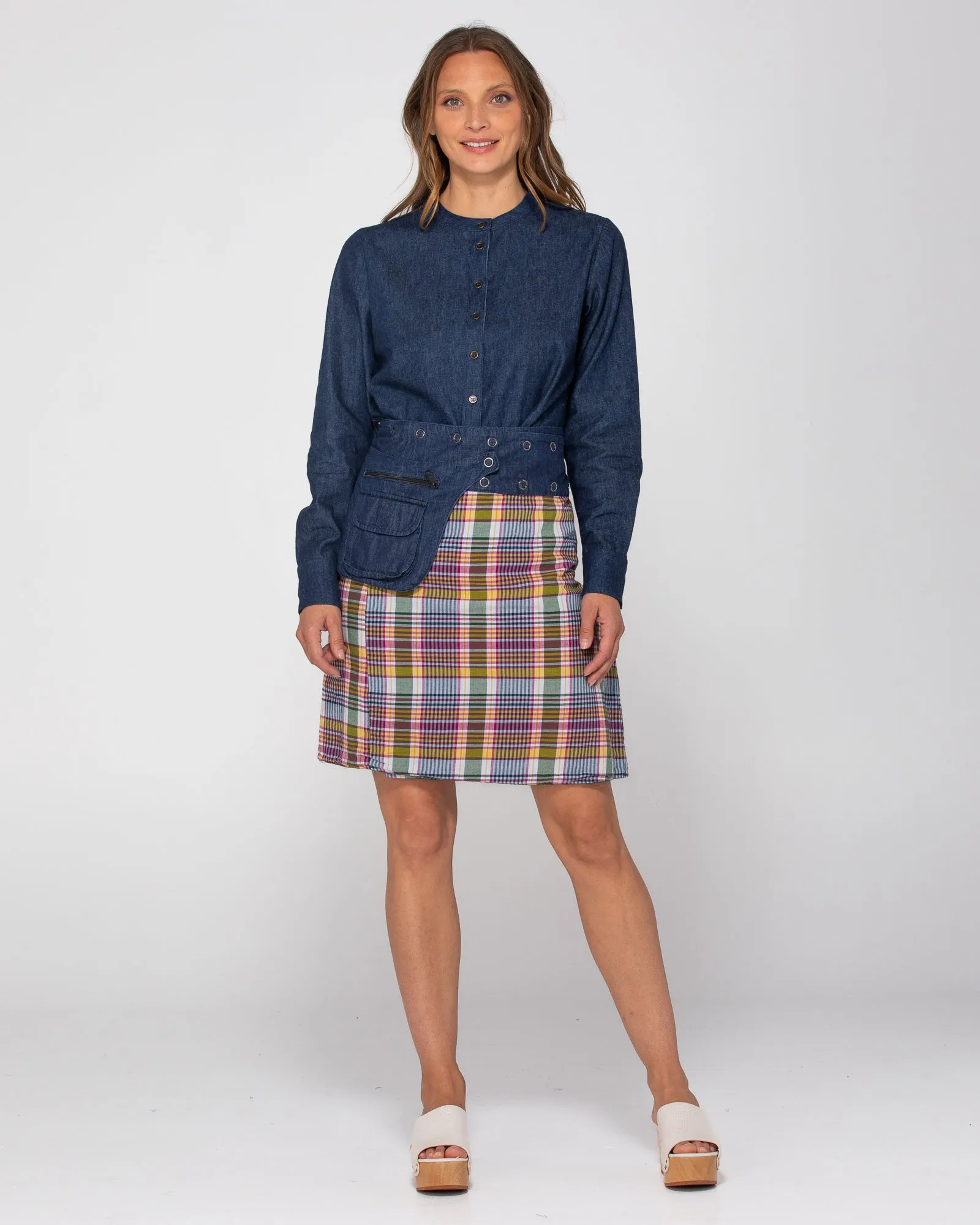 Rosanna Skirt Long - Astrid Check/Dark Denim