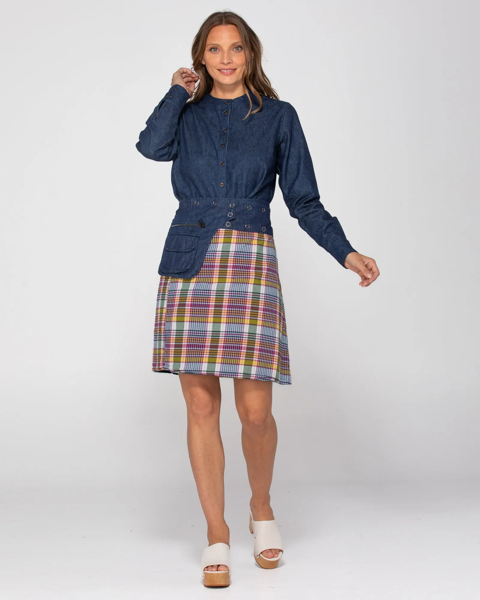 Rosanna Skirt Long - Astrid Check/Dark Denim