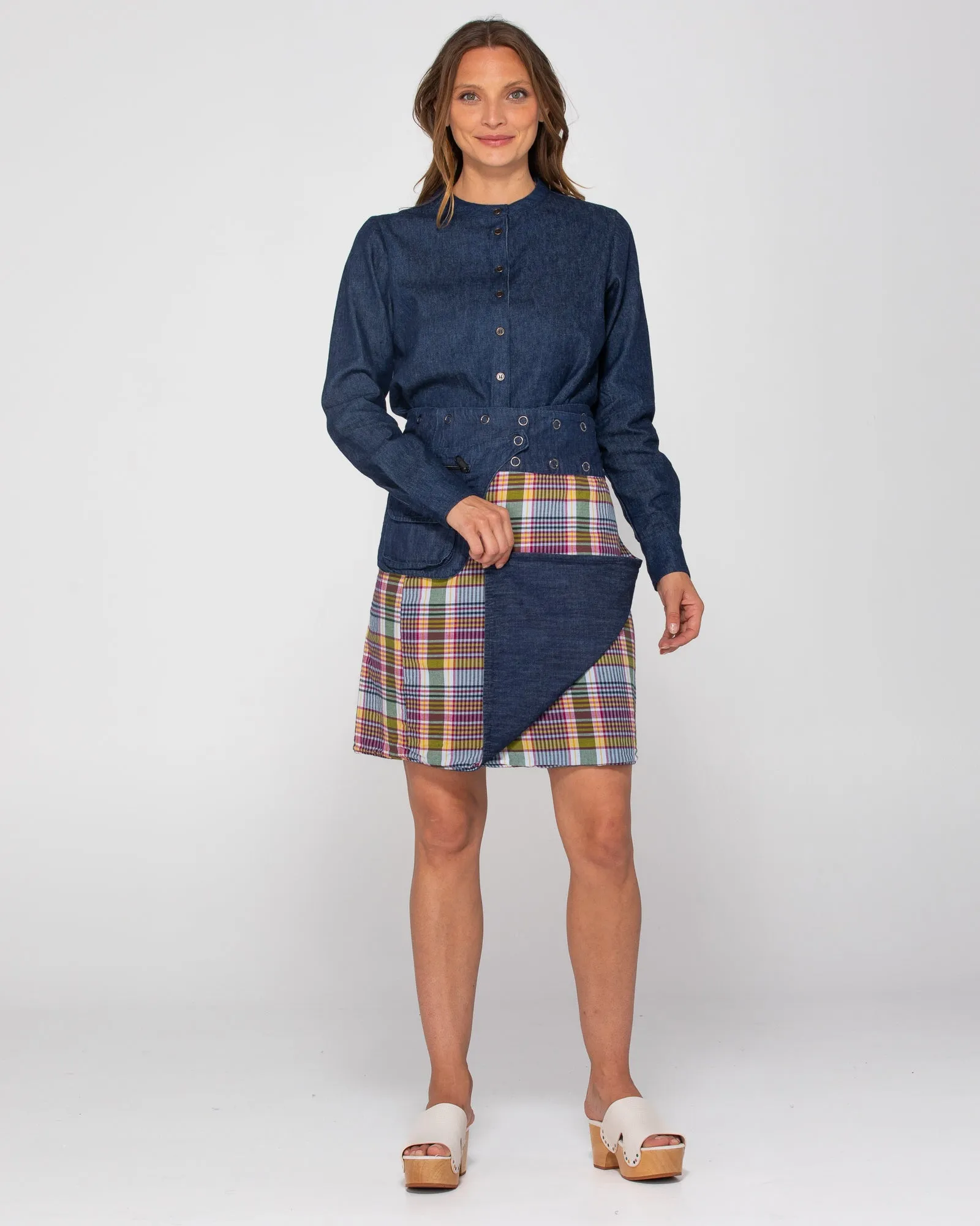 Rosanna Skirt Long - Astrid Check/Dark Denim