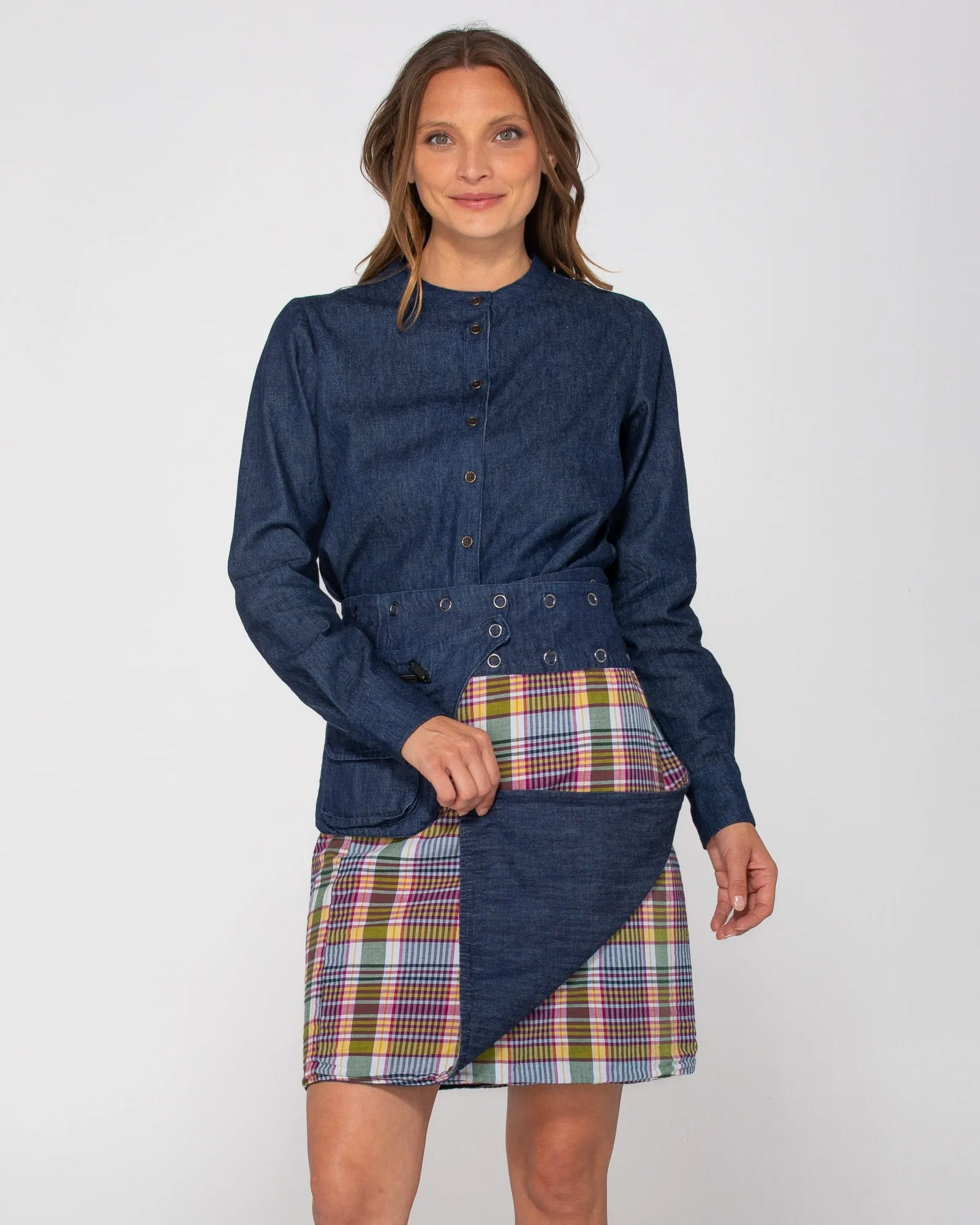 Rosanna Skirt Long - Astrid Check/Dark Denim