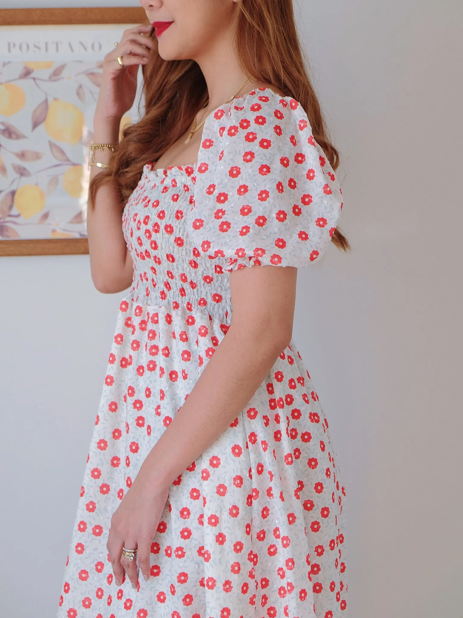 Sabina midi dress - red dotted