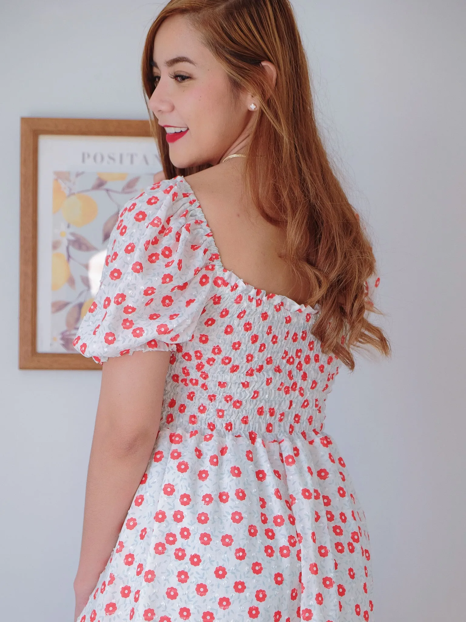 Sabina midi dress - red dotted