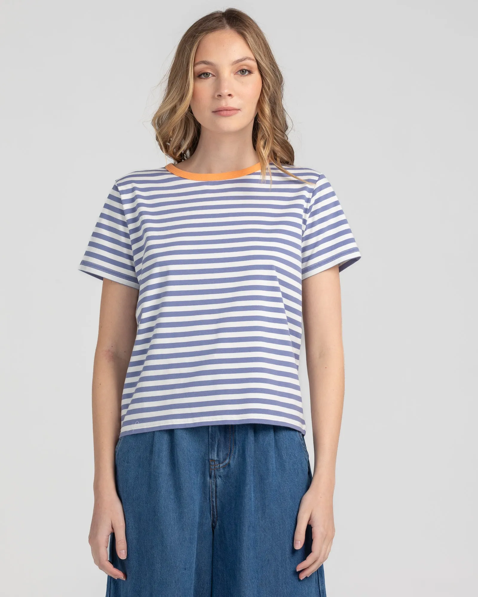 Sago Stripe Tee - Dusty Blue Stripe