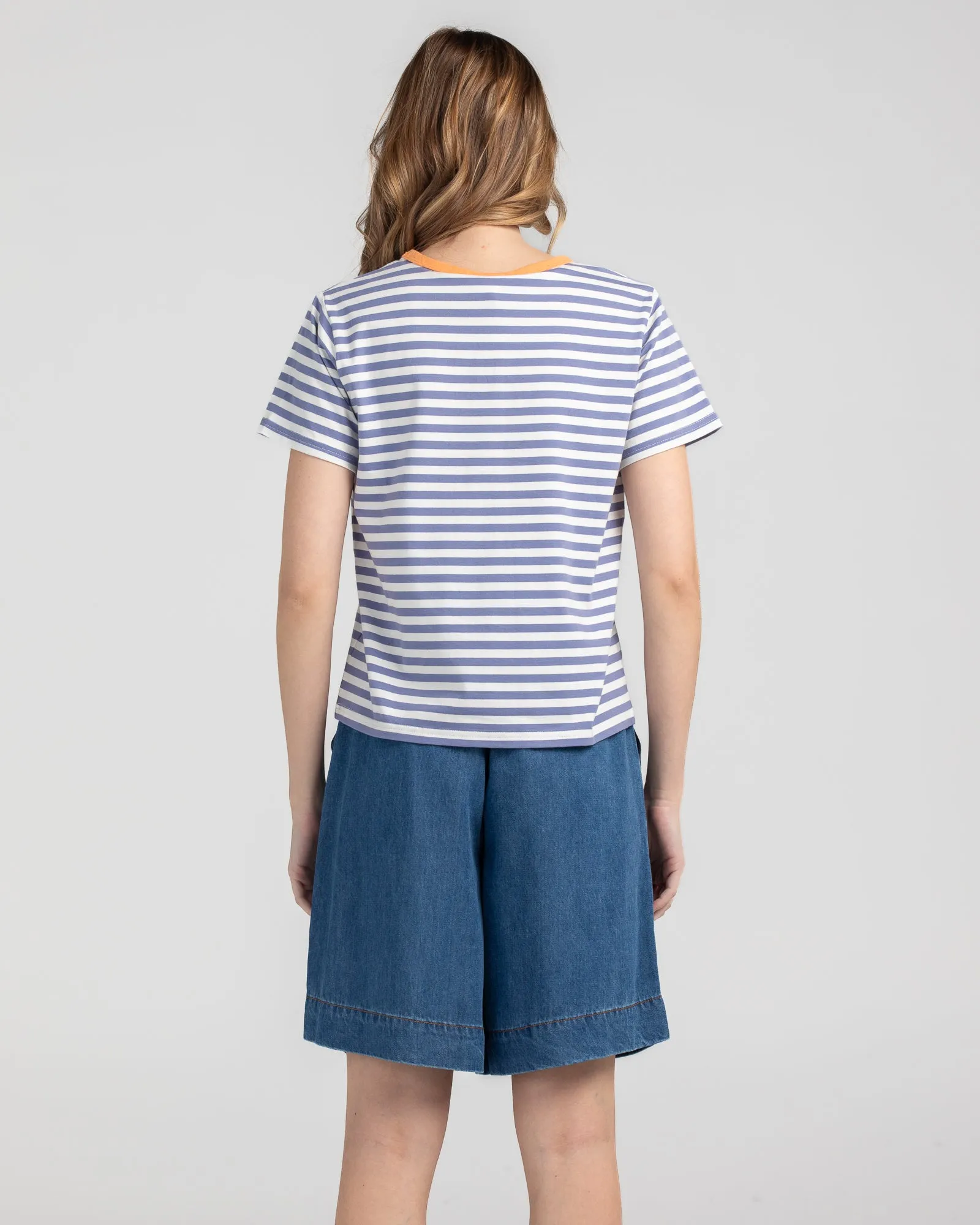 Sago Stripe Tee - Dusty Blue Stripe