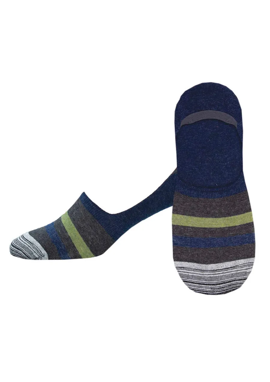 Sailor Stripe No Show Sock (Charcoal Heather)