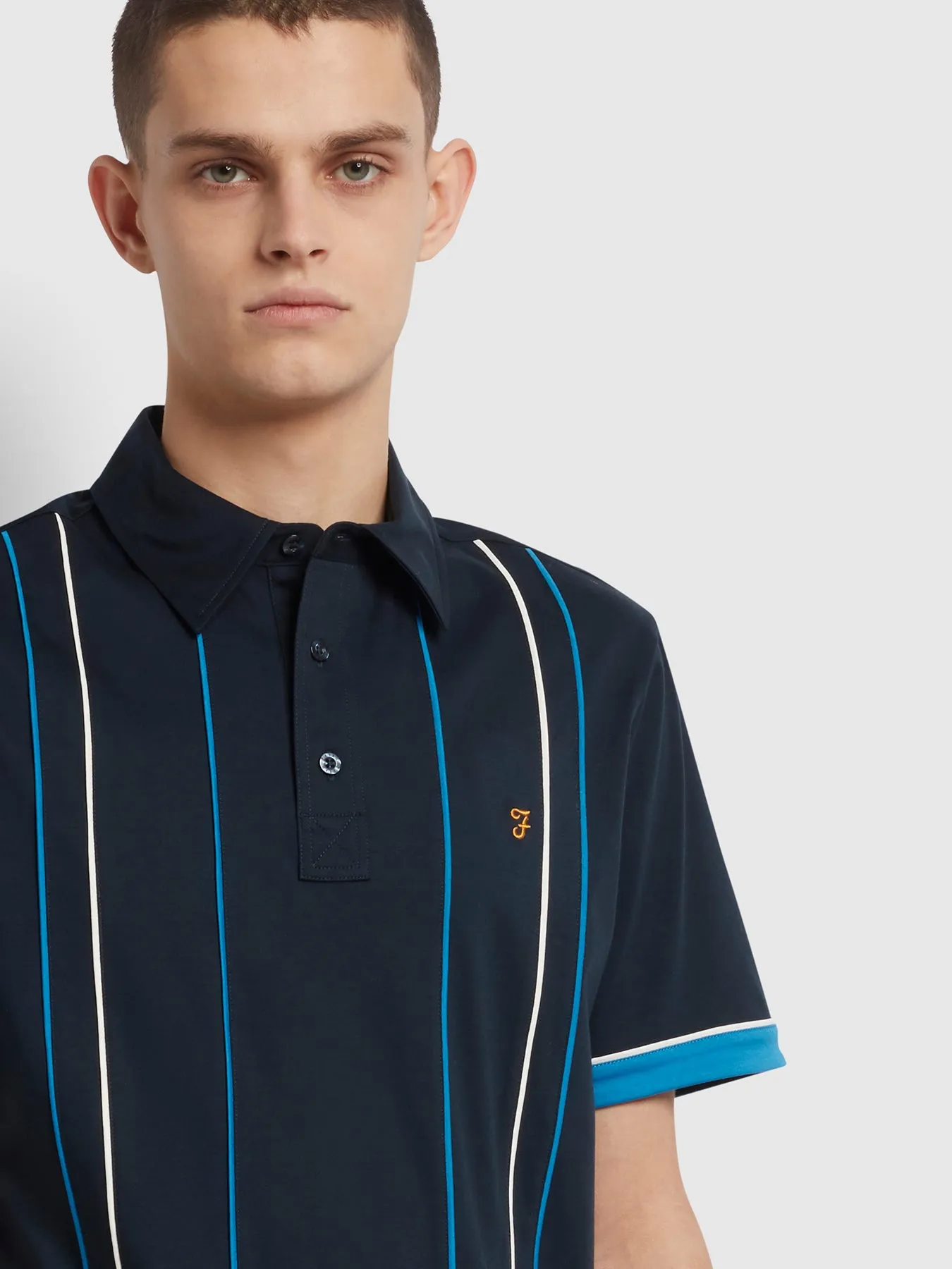 Stoneridge Striped Polo Shirt In True Navy