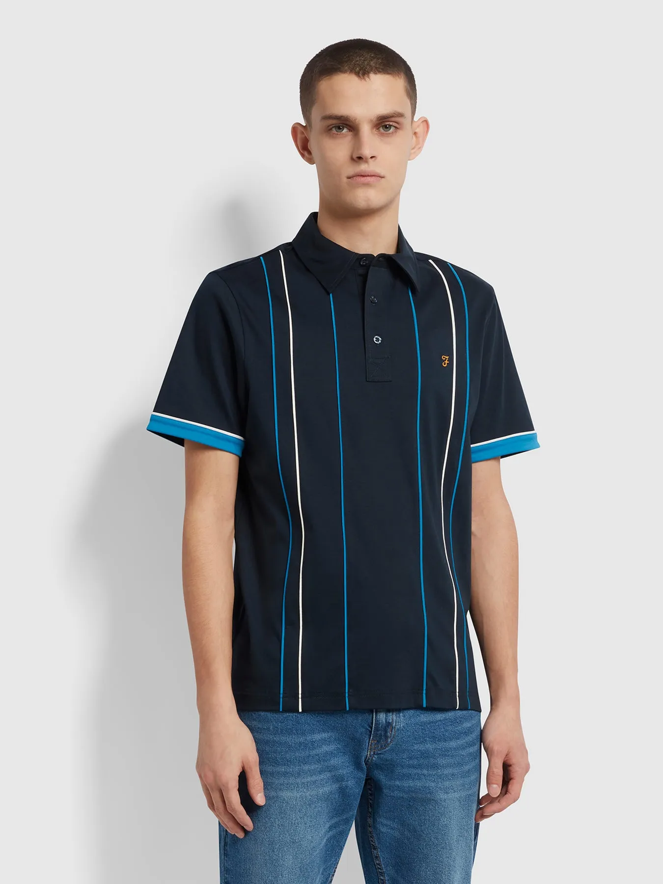 Stoneridge Striped Polo Shirt In True Navy