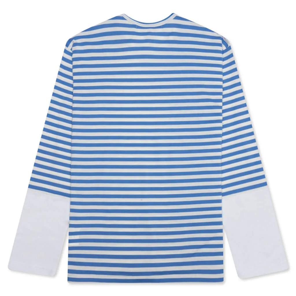 Stripe White T-Shirt - Blue