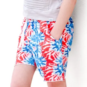 Summer Leisure Shorts- Patriotic Tie Dye