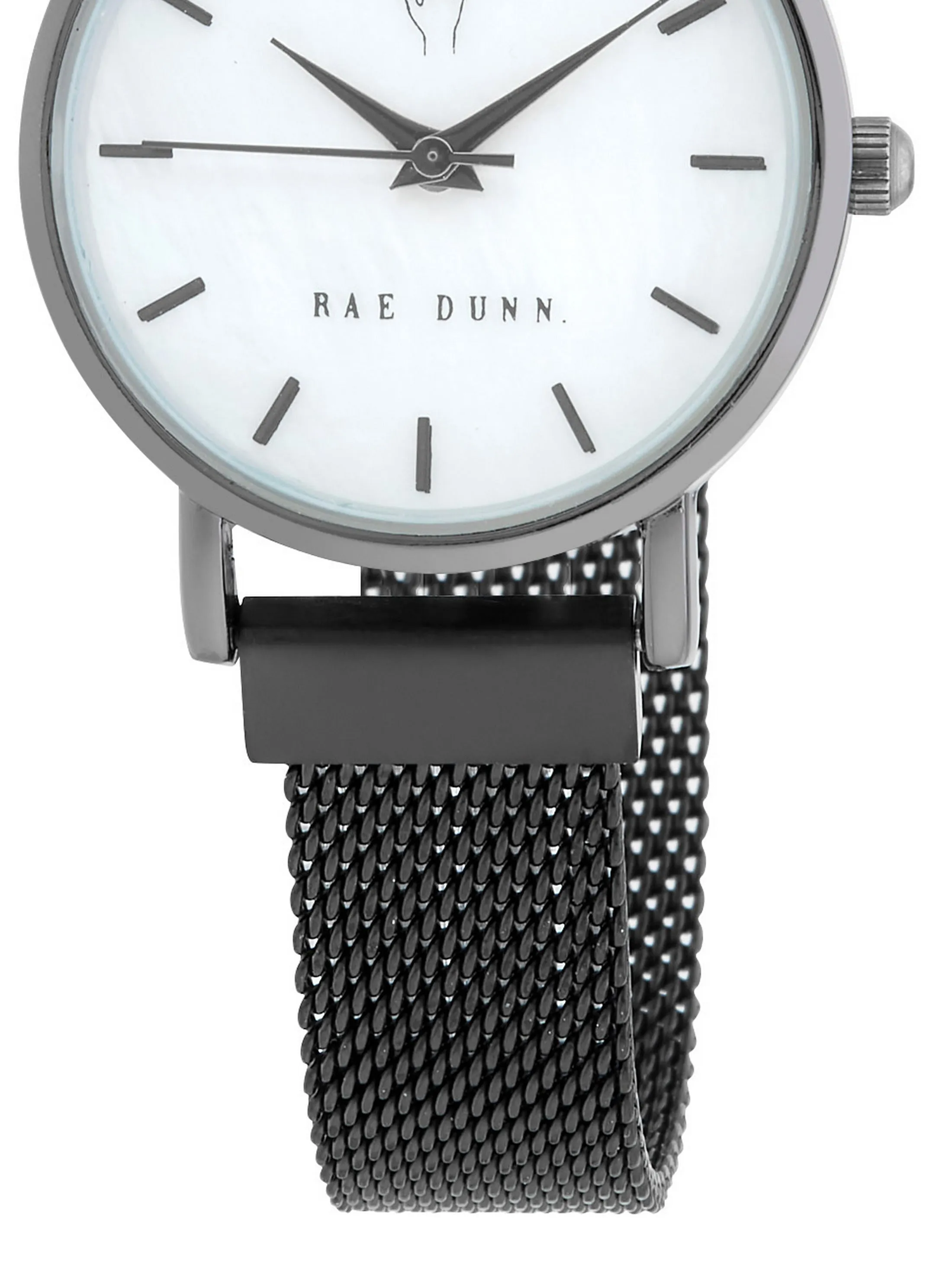 TARA Small Round Face Mesh Bracelet Watch in Black, 29mm