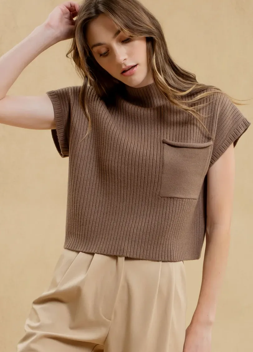 The Gigi Funnel Neck Short Sleeve Sweater