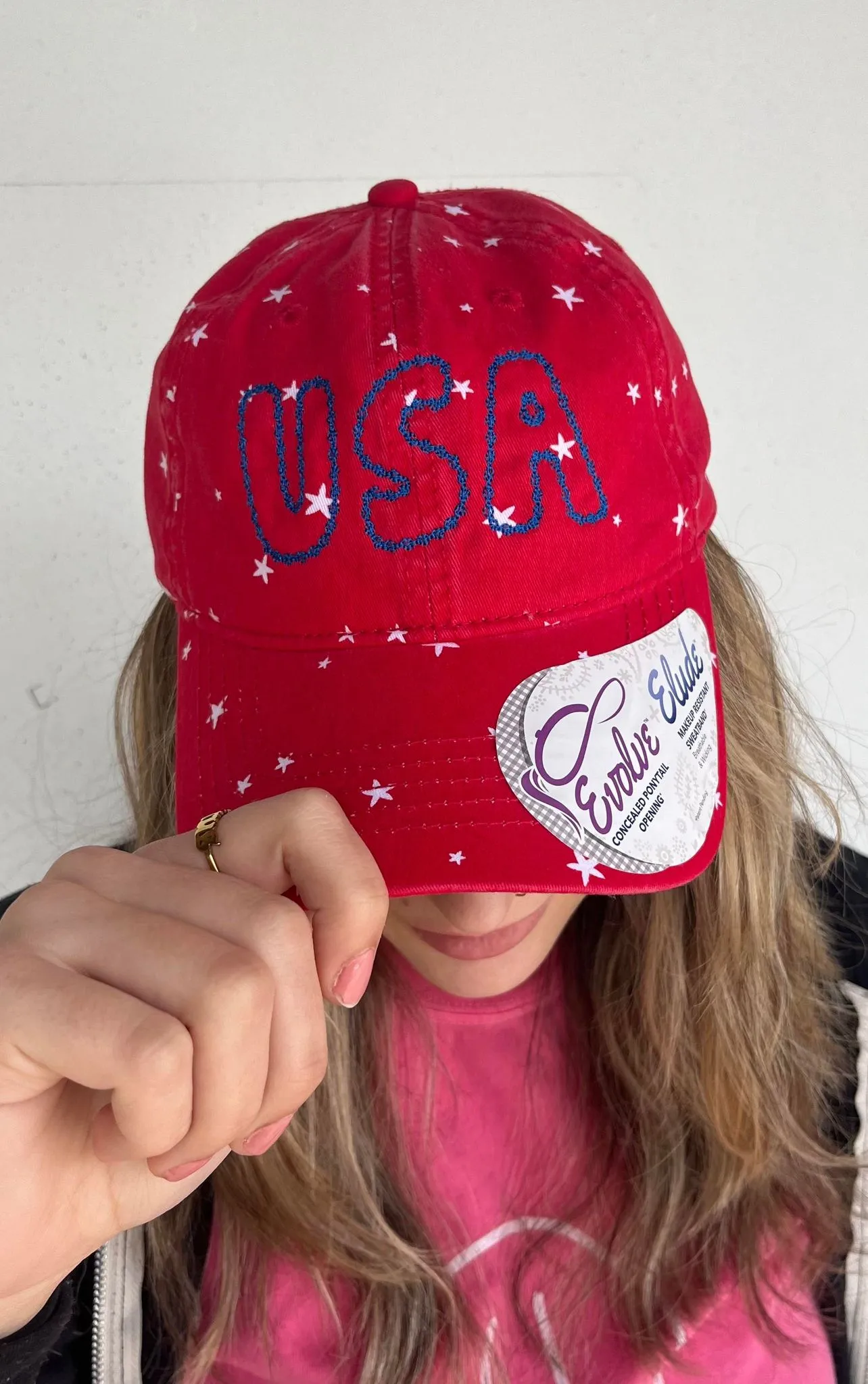 USA Star With Hidden Ponytail Hat