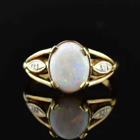 Vintage 14K Gold Opal Diamond Statement Ring